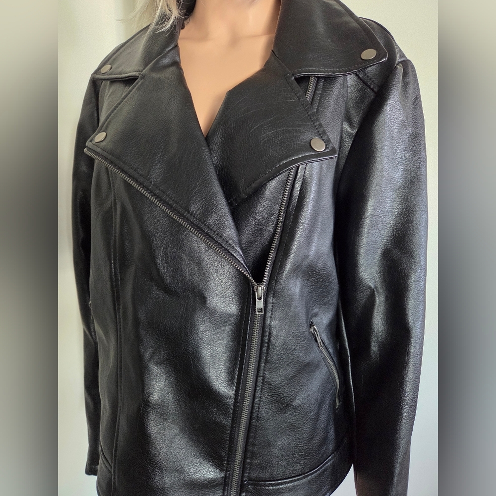 Forever 21 Black Faux Leather Jacket Size 2X - Picture 5 of 11